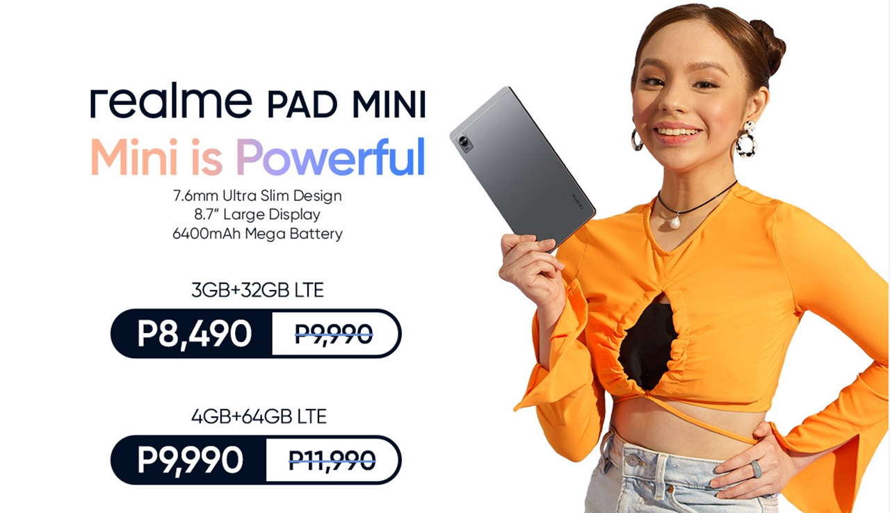Realme Pad Mini 8.7吋平板菲律賓上市 支援 LTE 網絡售 HK$ 1,840 起