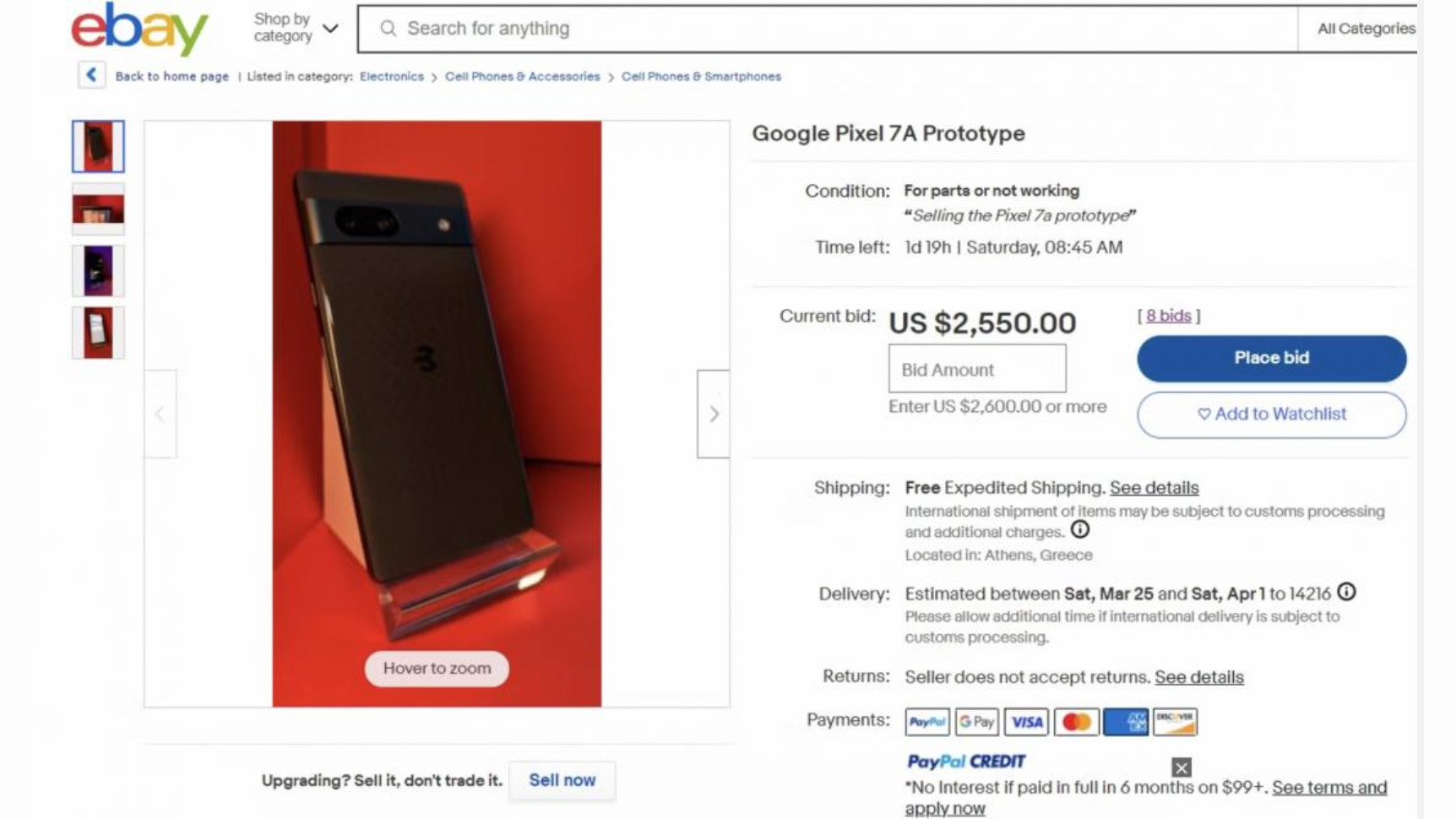 Google Pixel 7a 原型機現身 eBay